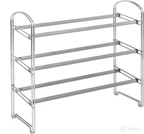 img 4 attached to 👞 Seville Classics 24-Pair Shoe Rack: Expandable, Non-Slip Metal Organizer for Closet, Entryway, Bedroom - Chrome Poles, Freestanding Footwear Storage