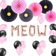 набор украшений для вечеринки по случаю дня рождения в стиле мяу - 27 черных и розовых воздушных шаров, баннер с котенком, товары с кошачьей тематикой и украшения для вечеринки с кошкой для веселого празднования кошачьего дня рождения! логотип