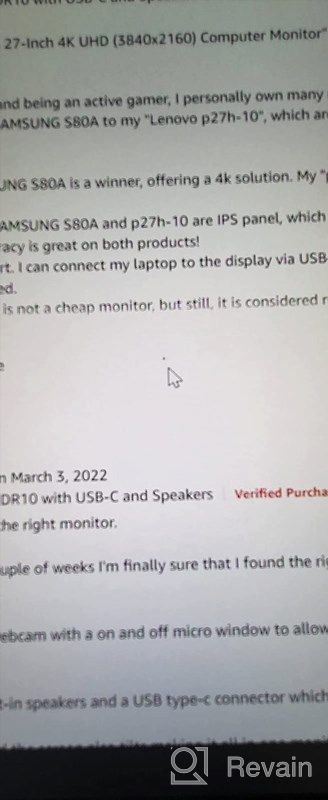 img 1 attached to 🖥️ SAMSUNG LS27A800UNNXZA 3840X2160 Computer Monitor with Adjustable Stand, Flicker-Free, Swivel, Built-In Speakers, Pivot, Tilt, HDMI review by Kenny Mitchell