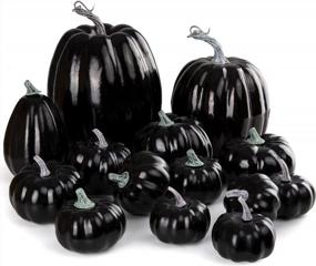 img 4 attached to 14-Pack Foam Black Pumpkins For Effortlessly Elevating Your Fall And Halloween Decor