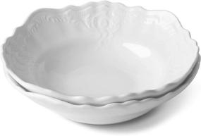 img 4 attached to 2-Pack White Porcelain Bowls - 19Oz Ceramic Serving Bowls For Salad, Pasta, Soup & Fruit - Microwave/Dishwasher Safe (7 Inch) | AmHomel