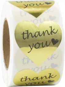 img 3 attached to 500 Heart-Shaped RBHK Gold Foil Thank You Sticker Labels On A Roll For Enhanced SEO