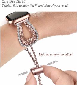 img 1 attached to Sparkling Secbolt Bands For Apple Watch 38Mm 40Mm - Compatible With Series 8/7/6/5/4/3/2/1 IWatch SE - Women'S Fashionable Hollow Metal Bracelet Adorned With Rhinestones