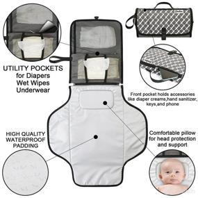 img 2 attached to 👶 Grey Detachable Baby Portable Changing Pad: Waterproof Diaper Bag with Built-in Head Cushion, Portable Travel Mat Station for Baby Shower, Newborn Unisex Baby Stuff