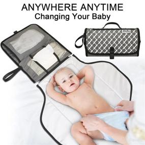 img 1 attached to 👶 Grey Detachable Baby Portable Changing Pad: Waterproof Diaper Bag with Built-in Head Cushion, Portable Travel Mat Station for Baby Shower, Newborn Unisex Baby Stuff