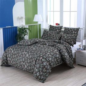img 3 attached to Elevate Your Bedroom With FADFAY'S Vintage Floral Queen Duvet Cover Set In Olive Green
