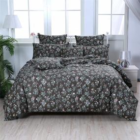 img 4 attached to Elevate Your Bedroom With FADFAY'S Vintage Floral Queen Duvet Cover Set In Olive Green