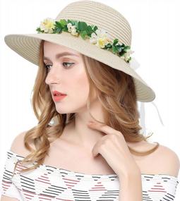 img 4 attached to Stylish Sun Protection: Lovely Lovful Straw Hats With Flower Décor For Women