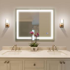 img 4 attached to Dimmable LED Bathroom Mirror - 40X32 Inch Wall-Mounted Lighted Vanity Mirror With Anti-Fog Technology And Touch Button Control - Can Be Mounted Vertically Or Horizontally For Optimal Convenience