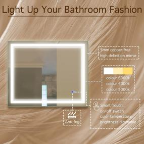 img 1 attached to Dimmable LED Bathroom Mirror - 40X32 Inch Wall-Mounted Lighted Vanity Mirror With Anti-Fog Technology And Touch Button Control - Can Be Mounted Vertically Or Horizontally For Optimal Convenience