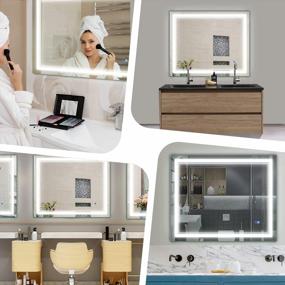 img 2 attached to Dimmable LED Bathroom Mirror - 40X32 Inch Wall-Mounted Lighted Vanity Mirror With Anti-Fog Technology And Touch Button Control - Can Be Mounted Vertically Or Horizontally For Optimal Convenience