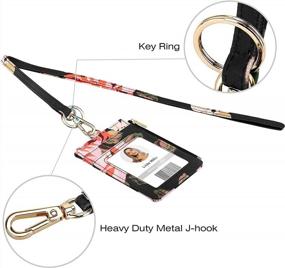 img 2 attached to Vertical Floral ID Badge Holder With Lanyard - Features 1 Clear ID Window, 4 Credit Card Slots, And Detachable Neck Lanyard For Easy Identification