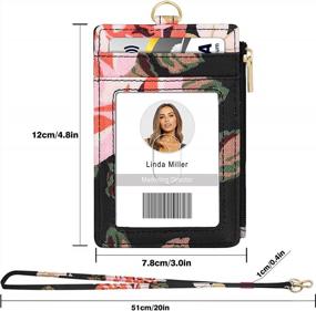 img 1 attached to Vertical Floral ID Badge Holder With Lanyard - Features 1 Clear ID Window, 4 Credit Card Slots, And Detachable Neck Lanyard For Easy Identification