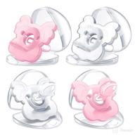 🐨 tyry.hu bpa-free silicone pacifiers for newborns - soother baby pacifiers with leaf handle, 2 air holes, koala shape pacifier set (clear, pink) + pacifier holder case logo