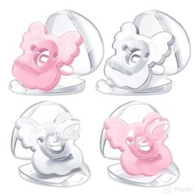 img 4 attached to 🐨 TYRY.HU BPA-Free Silicone Pacifiers for Newborns - Soother Baby Pacifiers with Leaf Handle, 2 Air Holes, Koala Shape Pacifier Set (Clear, Pink) + Pacifier Holder Case