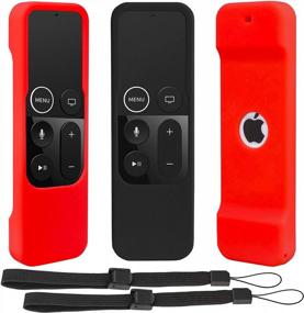img 4 attached to Pinowu Protective Case Compatible With Apple TV 4K/4Th Gen Remote, Light Weight [Anti Slip] Shock Proof Silicone Cover For TV 4K Siri Remote Controller - [ 2 Pack, Black And Red ]
