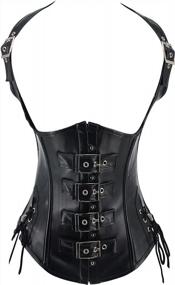 img 4 attached to 🌟 TOPMELON Leather Corset Underbust - Steampunk Style, Fashion-forward Steel Boned Waist Cincher for Women