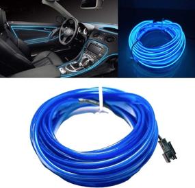 img 4 attached to 2M/6.5FT EL Wire Kit, Car LED Strip Lights for Parties, Halloween, DIY Decoration - Blue, with Sewing Edge