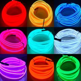 img 1 attached to 2M/6.5FT EL Wire Kit, Car LED Strip Lights for Parties, Halloween, DIY Decoration - Blue, with Sewing Edge