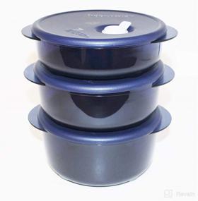 img 2 attached to 🍽️ Tupperware Vent N Serve 3 Piece Small Round Set in Nocturnal Sea Dark Blue