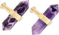 set of 2 amethyst double crystal points drawer knobs - decorative stone cabinet handle pulls for dresser cupboard kitchen decor by mookaitedecor logo