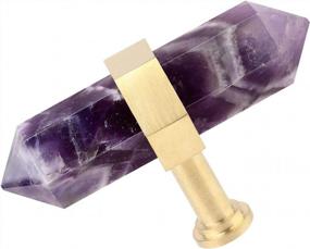 img 2 attached to Set Of 2 Amethyst Double Crystal Points Drawer Knobs - Decorative Stone Cabinet Handle Pulls For Dresser Cupboard Kitchen Decor By MookaiteDecor
