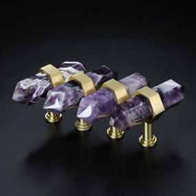 img 3 attached to Set Of 2 Amethyst Double Crystal Points Drawer Knobs - Decorative Stone Cabinet Handle Pulls For Dresser Cupboard Kitchen Decor By MookaiteDecor