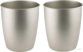 img 4 attached to mDesign Small Steel Round Trash Can Bucket - 1.5 Gallon Wastebasket, 2 Pack - Satin: Ideal Garbage Container for Bathroom, Bedroom, Kitchen & Home Office
