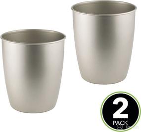 img 3 attached to mDesign Small Steel Round Trash Can Bucket - 1.5 Gallon Wastebasket, 2 Pack - Satin: Ideal Garbage Container for Bathroom, Bedroom, Kitchen & Home Office