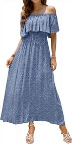 img 4 attached to Stunning Summer Style: Bluetime'S Off-Shoulder Maxi Dress With Boho Floral Print For Women