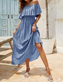 img 2 attached to Stunning Summer Style: Bluetime'S Off-Shoulder Maxi Dress With Boho Floral Print For Women
