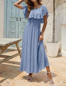 img 1 attached to Stunning Summer Style: Bluetime'S Off-Shoulder Maxi Dress With Boho Floral Print For Women