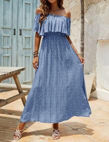 img 3 attached to Stunning Summer Style: Bluetime'S Off-Shoulder Maxi Dress With Boho Floral Print For Women