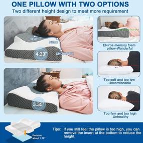 img 1 attached to Elviros Cervical Memory Foam Pillow, 2 In 1 Contour Orthopedic Support Pillows For Neck Pain, Adjustable Ergonomic Bed Pillow For Side, Back And Stomach Sleepers, Queen Size