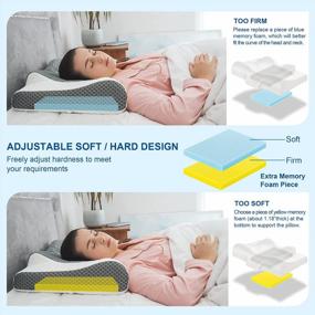 img 2 attached to Elviros Cervical Memory Foam Pillow, 2 In 1 Contour Orthopedic Support Pillows For Neck Pain, Adjustable Ergonomic Bed Pillow For Side, Back And Stomach Sleepers, Queen Size