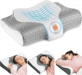 img 4 attached to Elviros Cervical Memory Foam Pillow, Контурные ортопедические опорные подушки 2 в 1 при болях в шее, Регулируемая эргономичная подушка для сна на боку, спине и животе, размер королевы