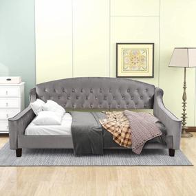 img 1 attached to Modern Luxury Gray Tufted Button Full Size Upholstered Daybed - No Box Spring Required!