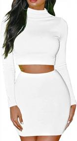 img 4 attached to Elegant Bodycon Skirt Set For Women With Long Sleeve Dress - GOBLES Fashion Outfit
