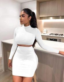 img 3 attached to Elegant Bodycon Skirt Set For Women With Long Sleeve Dress - GOBLES Fashion Outfit
