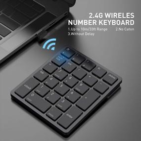 img 2 attached to 💻 Havit USB Number Pad Wireless - 26 Key Portable Mini 2.4GHz Rechargeable Numeric Keyboard for Laptop Desktop, PC, Surface Pro, Notebook - Ideal for Financial Accounting (Black)