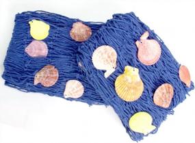 img 4 attached to Set Of 2 Natural Fish Net Mermaid Party Decorations With Shells In Blue