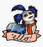 hello - labyrinth worm - sticker graphic - auto, wall, laptop, cell, truck sticker for windows, cars, trucks logo