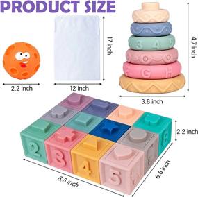 img 1 attached to 🧩 Деревянные строительные кубики и пирамидки Dreampark Montessori - Игрушки для растворения зубов - Детские игрушки от 0 до 6 месяцев - 3 в 1 игрушки для младенцев от 6 до 12 месяцев и детей от 12 до 18 месяцев.