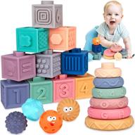 🧩 деревянные строительные кубики и пирамидки dreampark montessori - игрушки для растворения зубов - детские игрушки от 0 до 6 месяцев - 3 в 1 игрушки для младенцев от 6 до 12 месяцев и детей от 12 до 18 месяцев. логотип