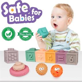 img 2 attached to 🧩 Деревянные строительные кубики и пирамидки Dreampark Montessori - Игрушки для растворения зубов - Детские игрушки от 0 до 6 месяцев - 3 в 1 игрушки для младенцев от 6 до 12 месяцев и детей от 12 до 18 месяцев.
