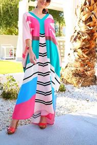 img 1 attached to Women'S Loose Lightweight Kaftan Kimono Cardigan Beach Cover Up Maxi Dress