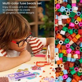 img 2 attached to Arteza Kids Heat Fuse Beads Set - 12000 Iron Beads In 12 Colors, 35 Animal-Themed Designs, 5 Templates, 10 Key Rings For Indoor Play And After-School Craft Activities