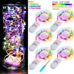 img 4 attached to 6Pcs Multicolor Fairy Lights 3 Modes Twinkle Lights With 20 LED Starry String Lights On 6.5Ft Silver Wire,Fairy Lights Battery Powered By 2XCR2032 For Party,Wedding,Christmas Tabel Decor,Warm White