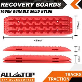 img 1 attached to 2 Pcs 4X4 Off-Road Recovery Traction Tracks Mat For Sand Mud Snow - 4WD Track Tire Ladder With Storage Bag (Red)