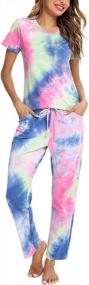 img 4 attached to EISHOPEER Women's Cute Printed Pajama Set: Short Sleeve Top & Long Pants Sleepwear